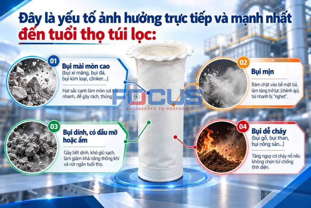 Đặc tính bụi ảnh hưởng thế nào đến tuổi thọ túi lọc?