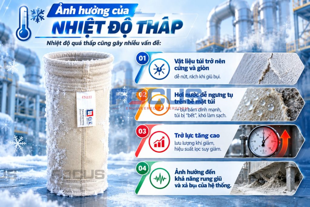 Ảnh hưởng nhiệt độ thấp và hiện tượng ngưng tụ gây hư hỏng túi lọc
